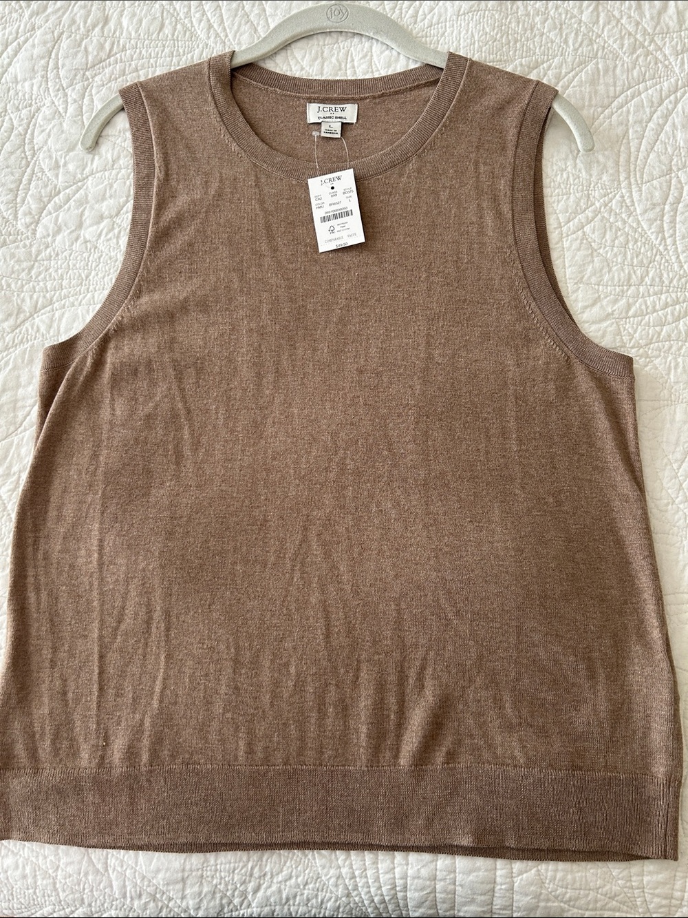 J. Crew NWT Brown Sleeveless Knit Shell Sz L